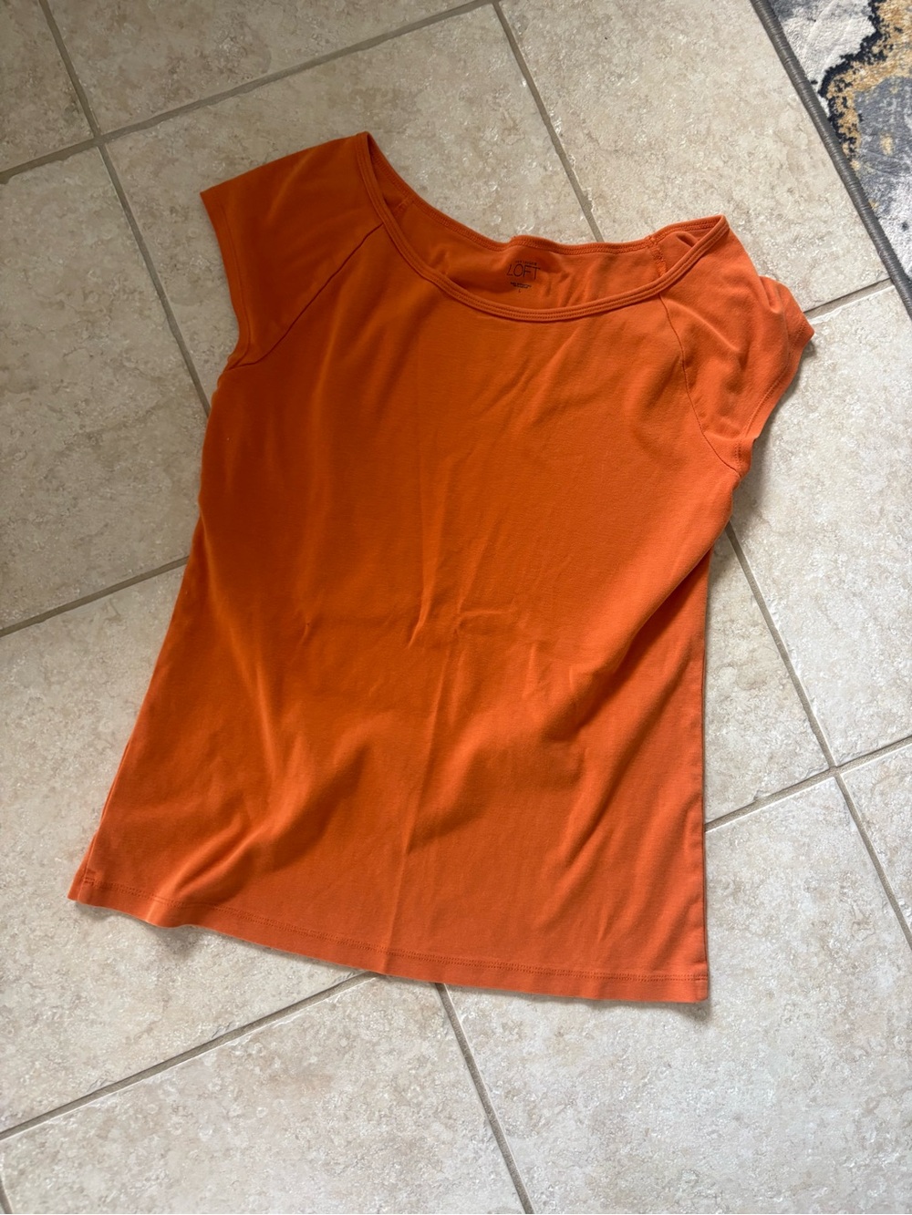 LOFT Bright Orange Cap-Sleeve Crewneck Tee